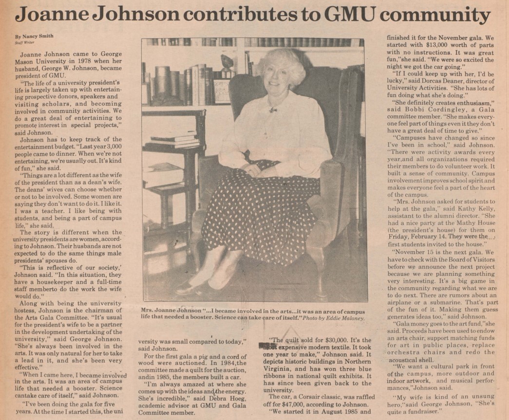 "Joanne Johnson contributes to GMU community"